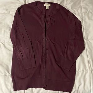Loft Outlet Crew Neck Cardigan - Burgundy - Size M